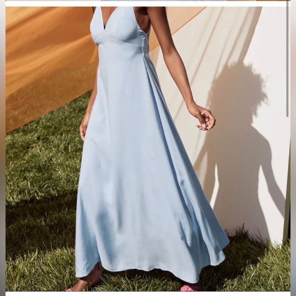 Lulu’s Lovely Impression “dusty blue” Maxi Dress